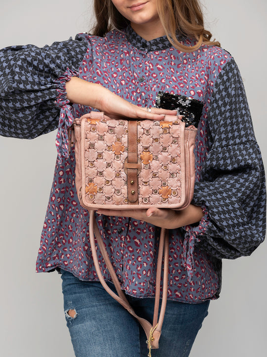 BETTINA: Blush leather crossbody bag by Art N Vintage