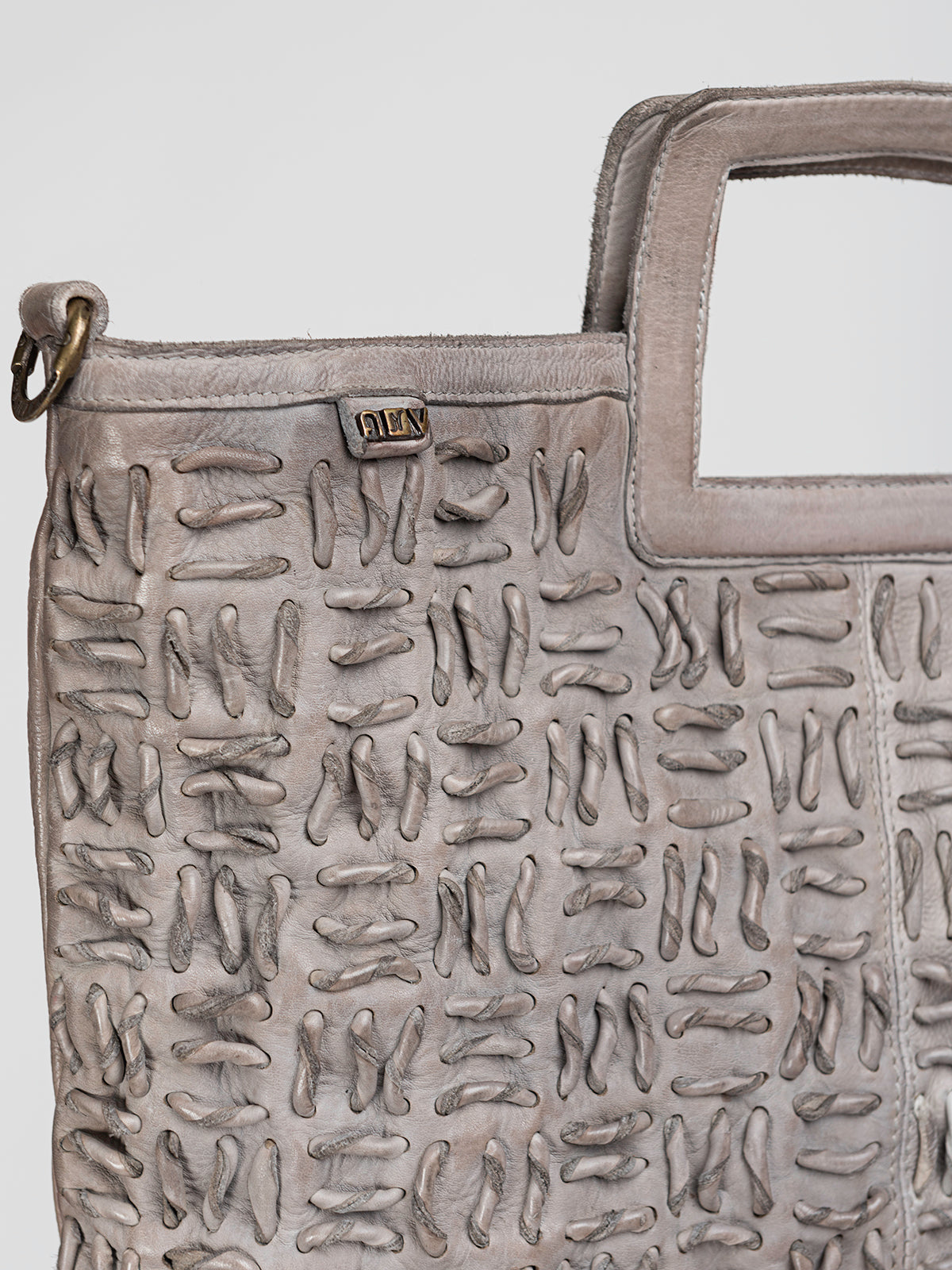 ESTHER: Grey leather shopper crossbody bag by Art N Vintage