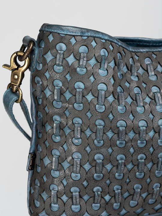 ELDE: Blue leather crossbody bag by Art N Vintage