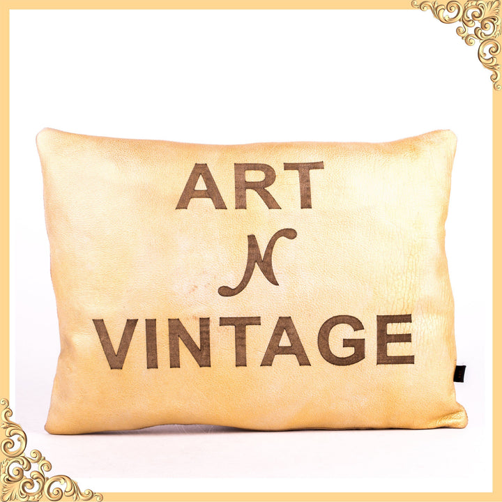 Art N Vintage- vintage leather Golden Cushion/ pillow cover