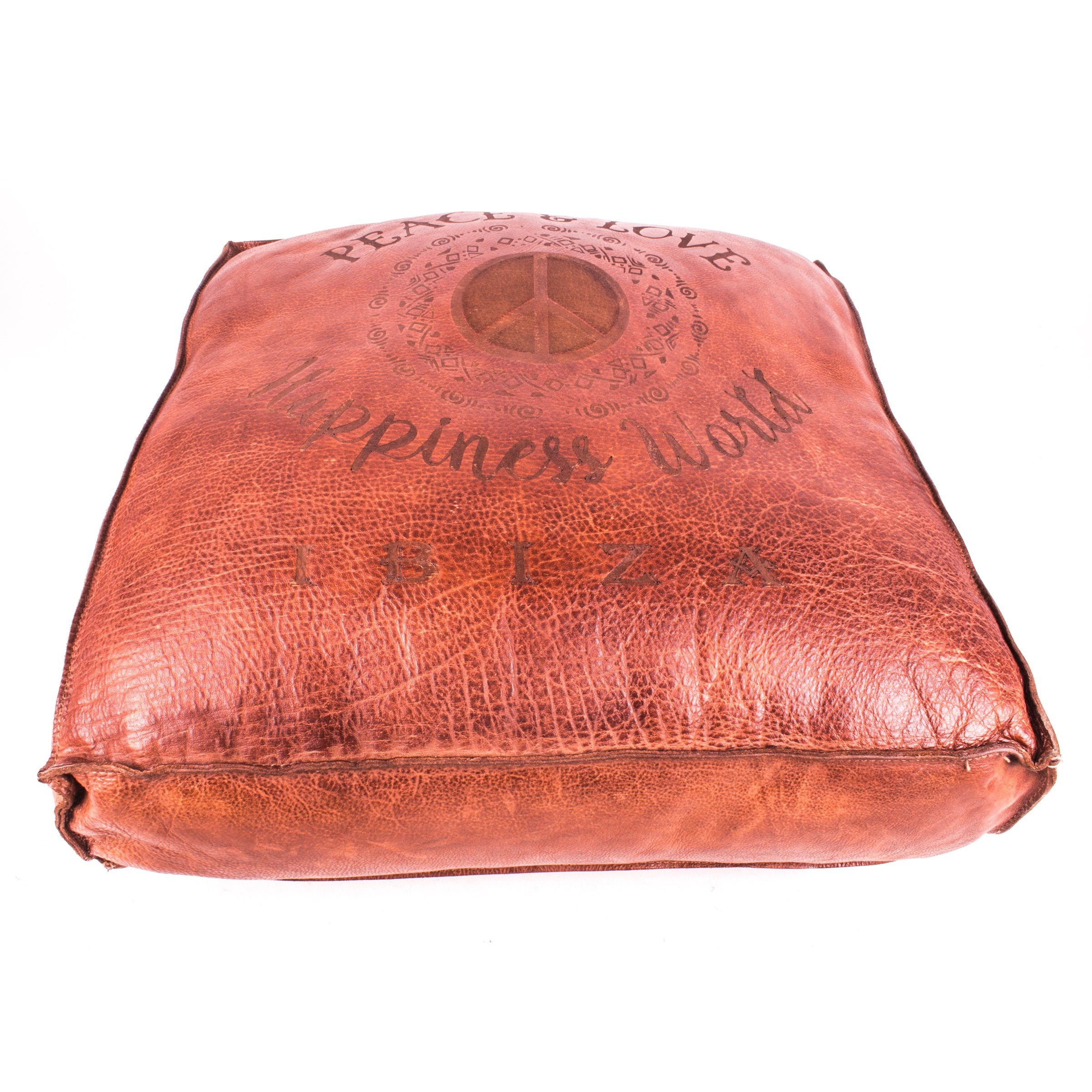 Art N Vintage- vintage Leather Cognac  Floor Pillow