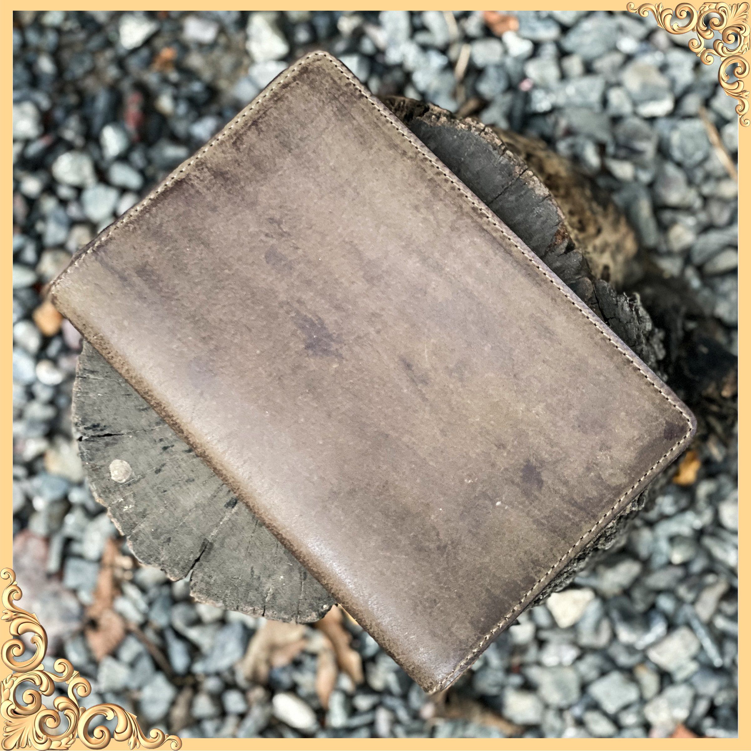 Real Leather Dark Grey  Embossed Handmade Diary